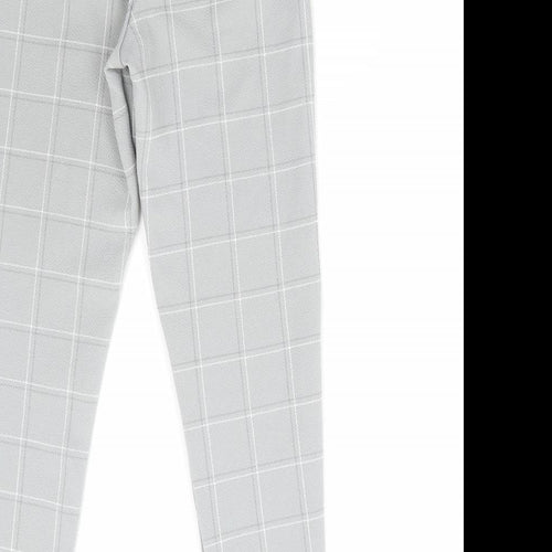 PRETTYLITTLETHING Womens Grey Check Polyester Jegging Leggings Size 4 L27 in