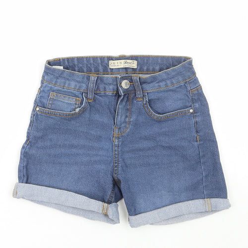 Denim & Co. Womens Blue Cotton Bermuda Shorts Size 4 L3 in Regular Zip