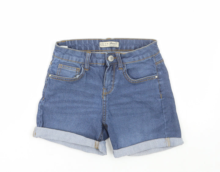 Denim & Co. Womens Blue Cotton Bermuda Shorts Size 4 L3 in Regular Zip