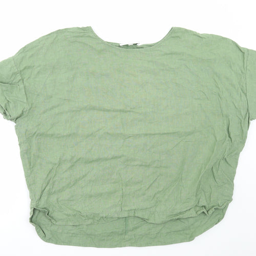 Carolyn Donnelly Womens Green Linen Basic T-Shirt Size XL Round Neck