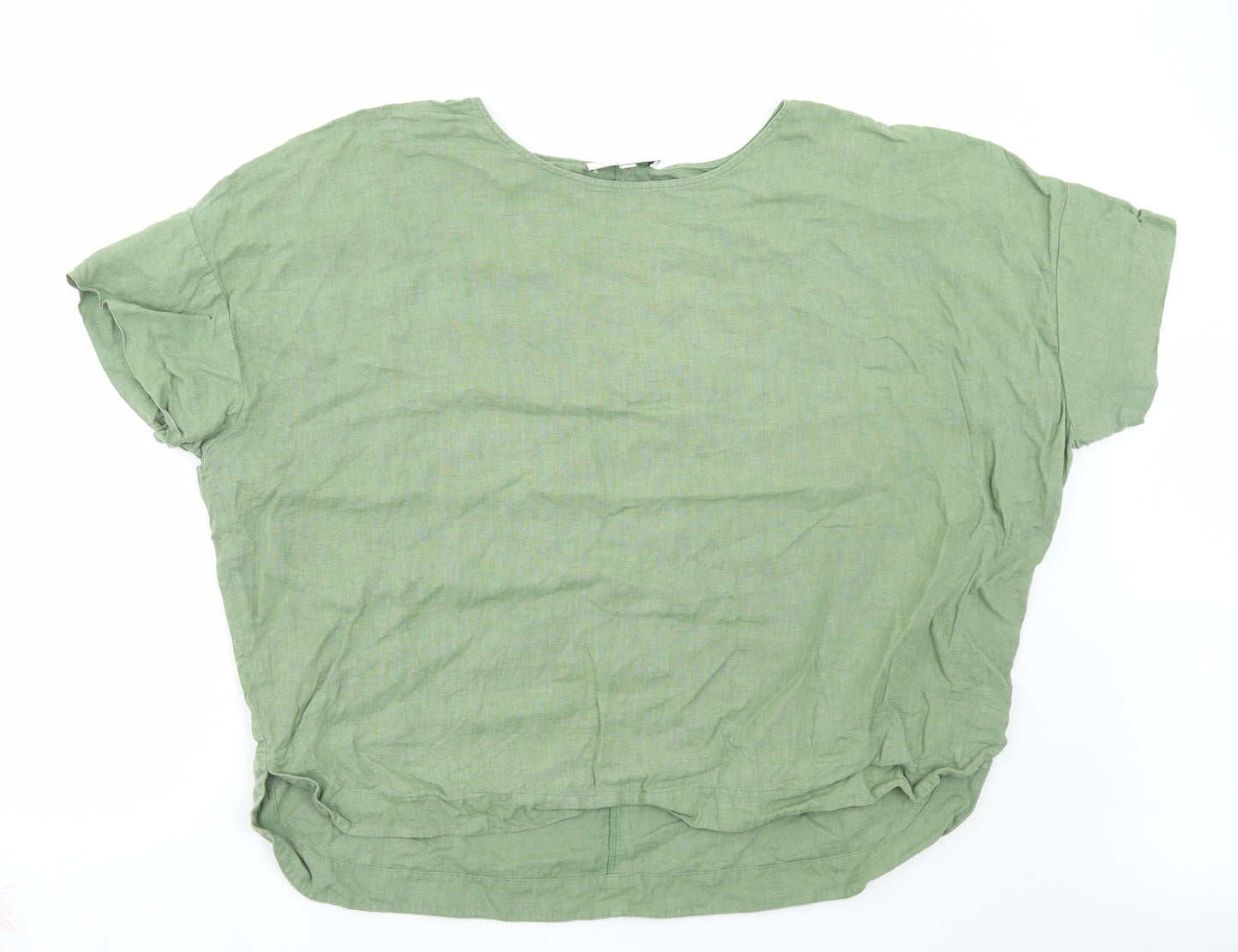 Carolyn Donnelly Womens Green Linen Basic T-Shirt Size XL Round Neck