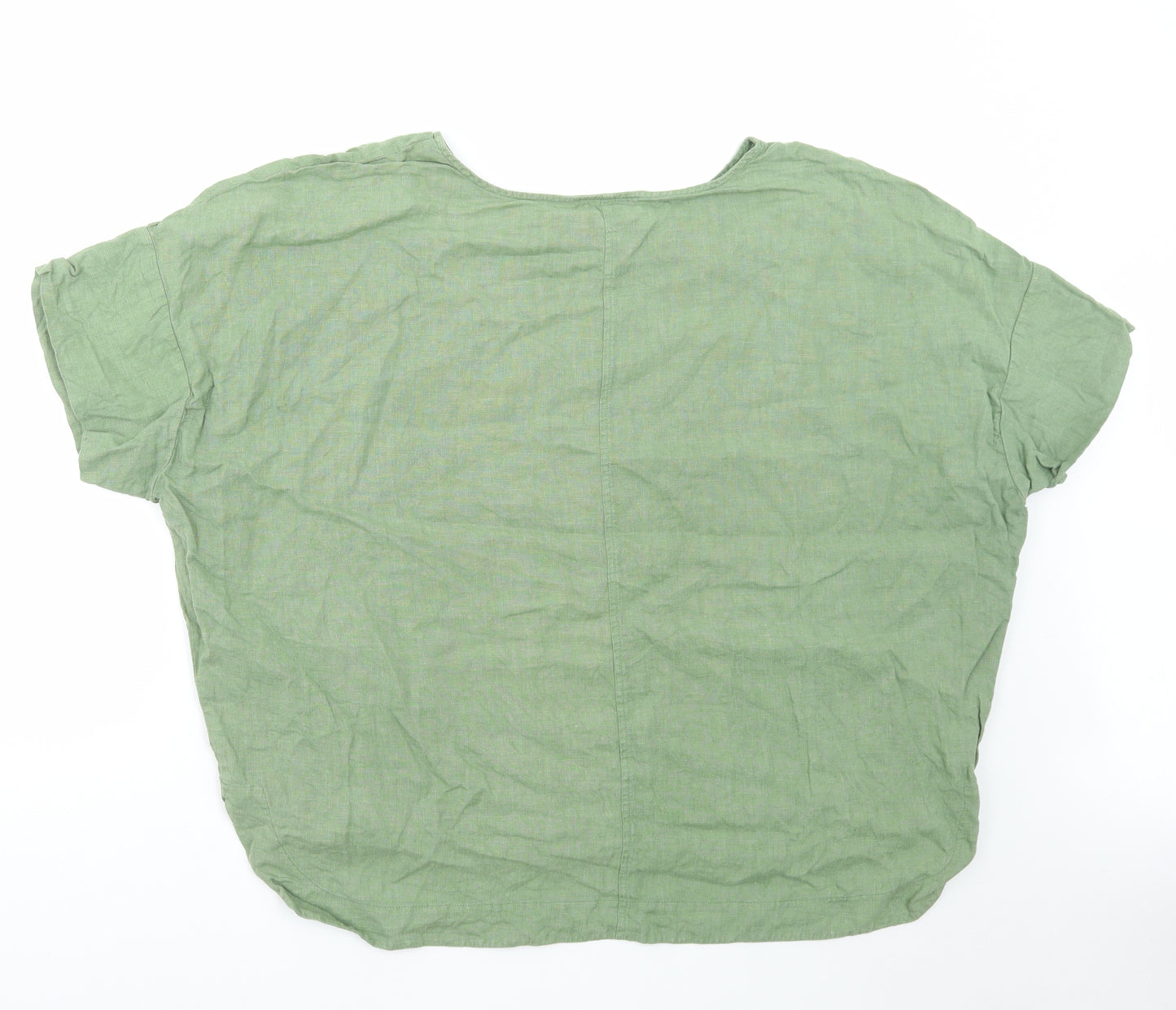 Carolyn Donnelly Womens Green Linen Basic T-Shirt Size XL Round Neck