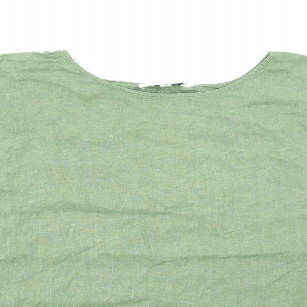Carolyn Donnelly Womens Green Linen Basic T-Shirt Size XL Round Neck