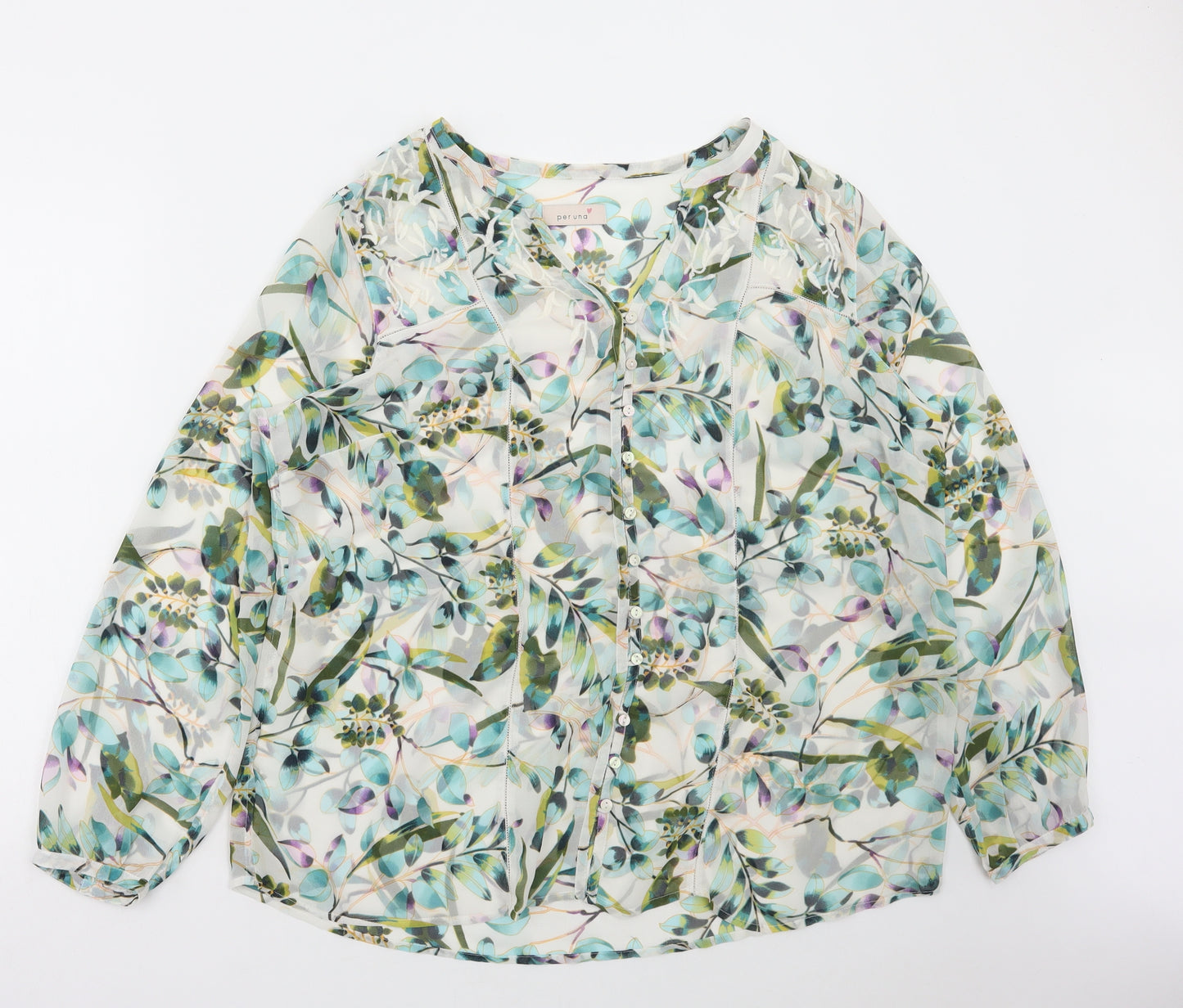 Per Una Womens Multicoloured Floral Polyester Basic Blouse Size XL V-Neck