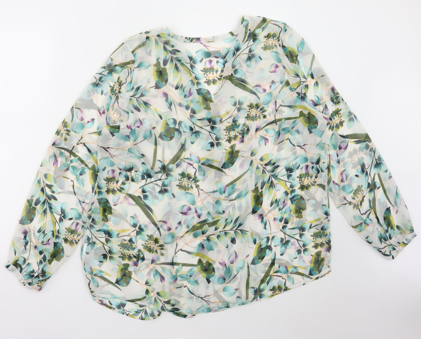 Per Una Womens Multicoloured Floral Polyester Basic Blouse Size XL V-Neck