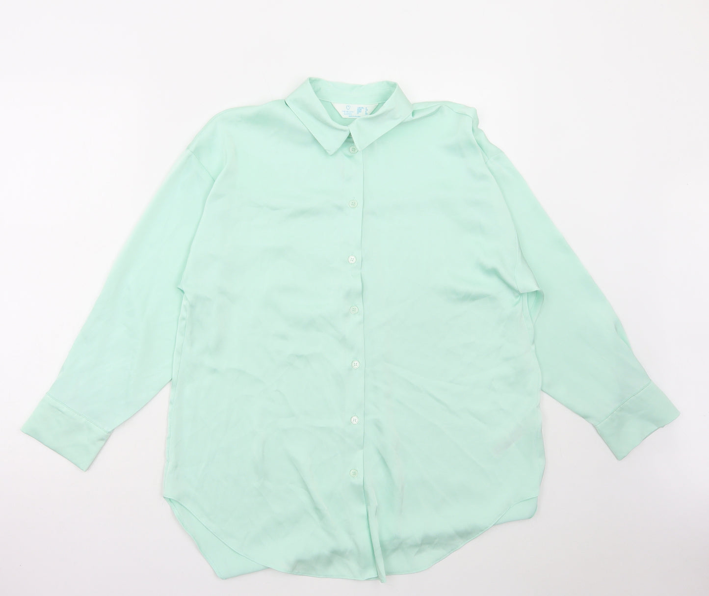 Primark Womens Green Polyester Basic Blouse Size 8 Collared