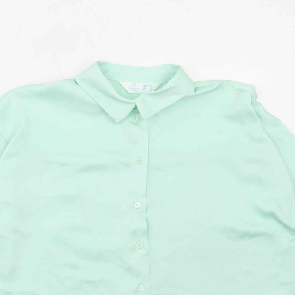 Primark Womens Green Polyester Basic Blouse Size 8 Collared