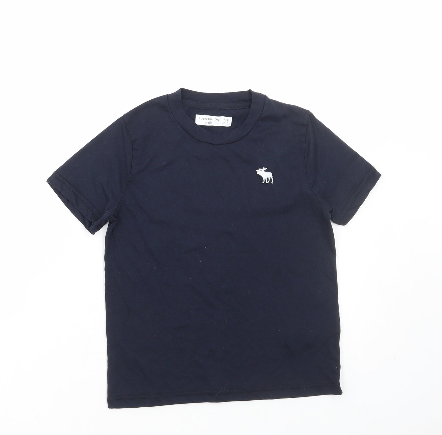 Abercrombie & Fitch Boys Blue Cotton Basic T-Shirt Size 7-8 Years Round Neck Pullover