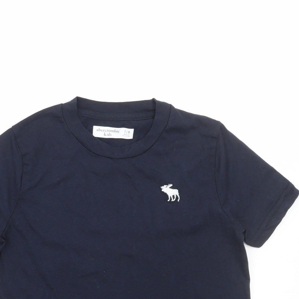 Abercrombie & Fitch Boys Blue Cotton Basic T-Shirt Size 7-8 Years Round Neck Pullover