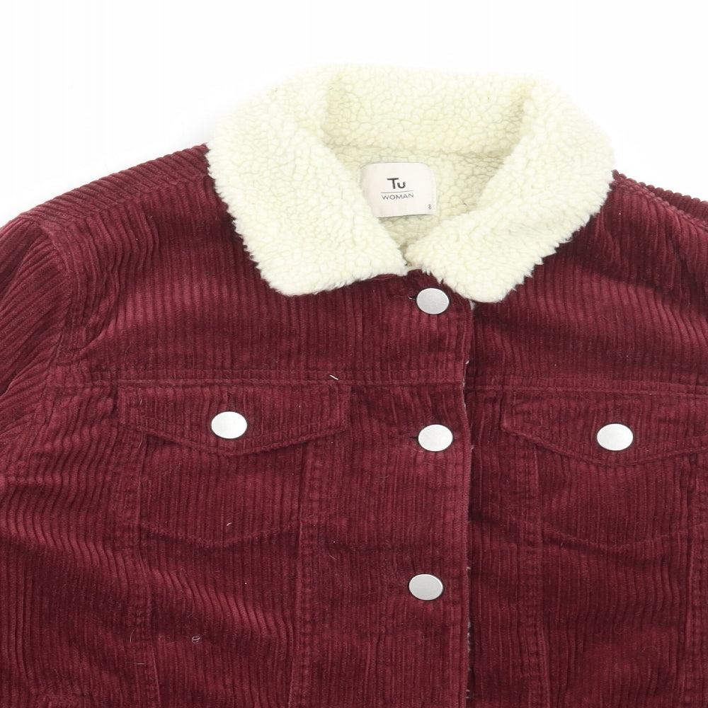 TU Womens Red Jacket Size 8 Button - Ribbed