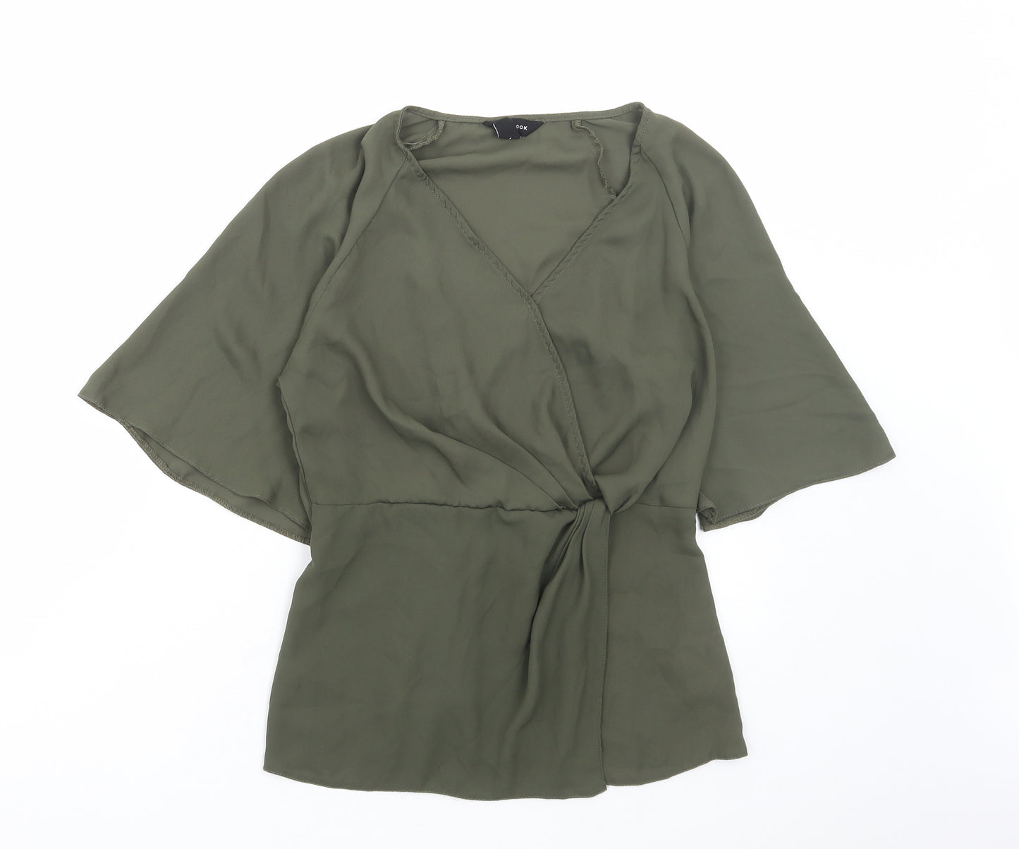 New Look Womens Green Polyester Basic Blouse Size 10 V-Neck