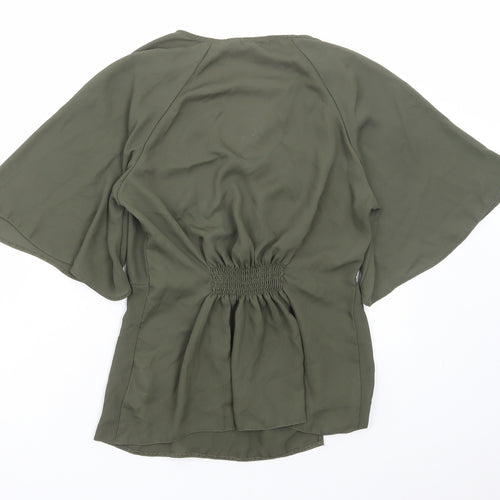 New Look Womens Green Polyester Basic Blouse Size 10 V-Neck