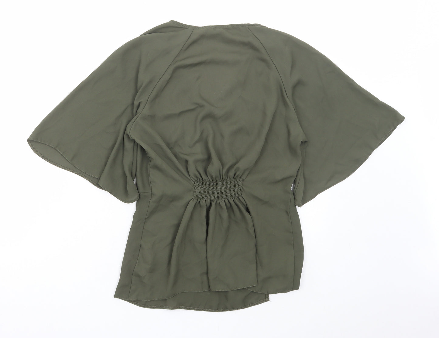 New Look Womens Green Polyester Basic Blouse Size 10 V-Neck