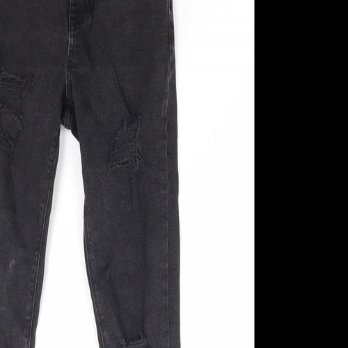 New Look Girls Black Cotton Skinny Jeans Size 12 Years Regular Zip - Distressed Denim
