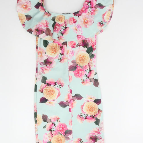 Miss E-vie Girls Multicoloured Floral Polyester Ball Gown Size 10-11 Years Off the Shoulder Pullover