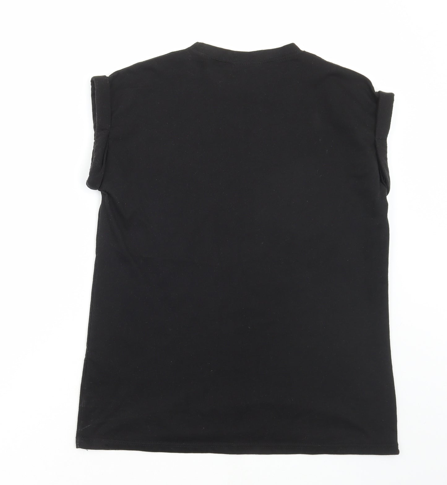 Original Essentials Womens Black Polyester Basic T-Shirt Size S Round Neck - Celfie