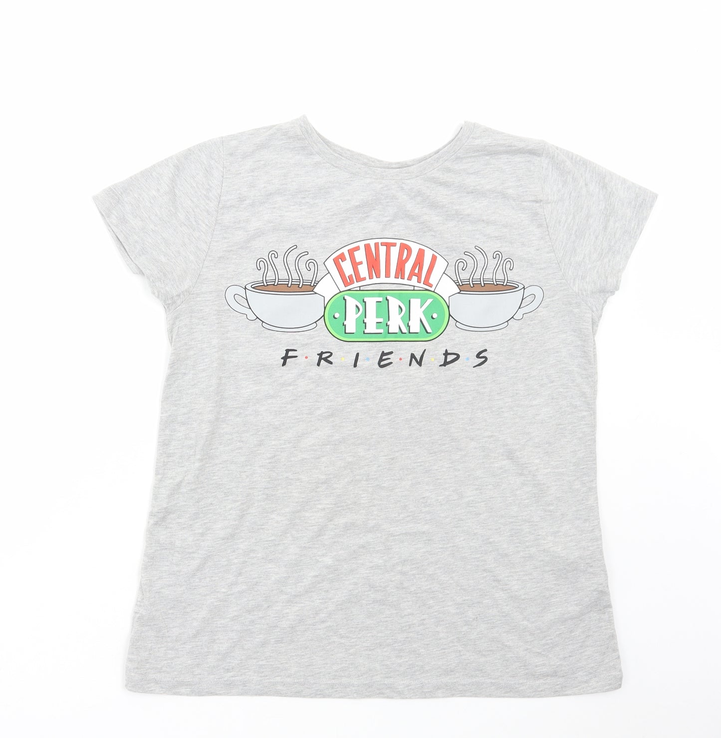 Primark Womens Grey Polyester Basic T-Shirt Size 14 Round Neck - Friends Central Perk