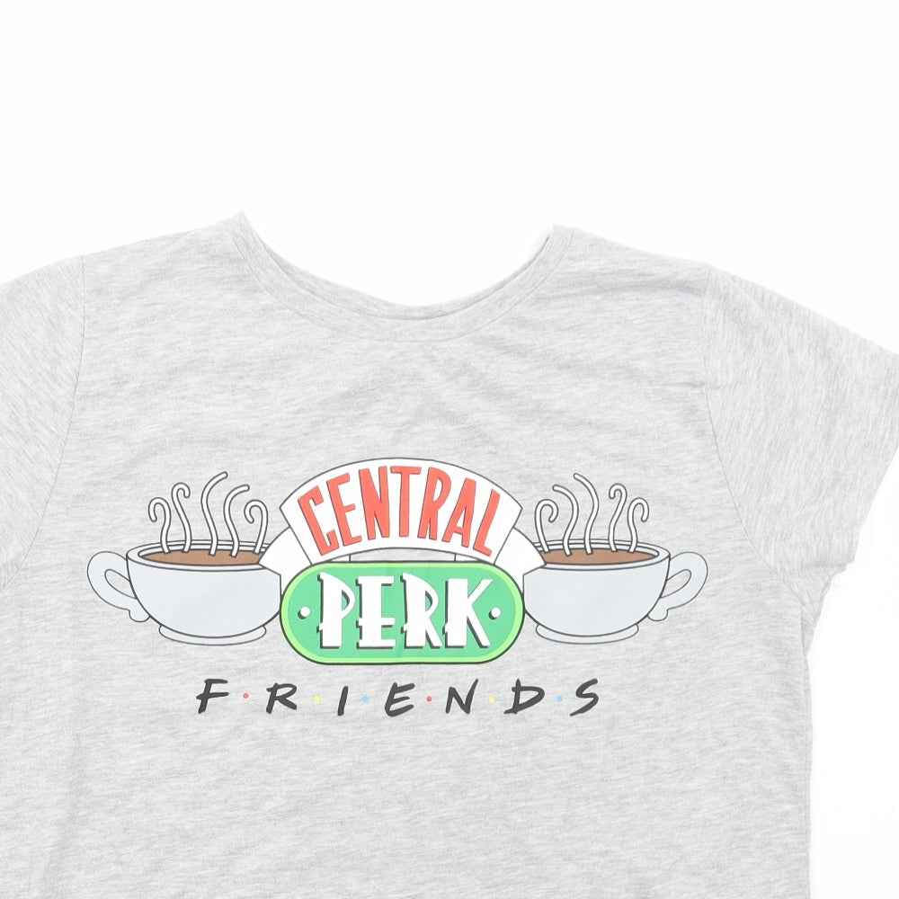 Primark Womens Grey Polyester Basic T-Shirt Size 14 Round Neck - Friends Central Perk