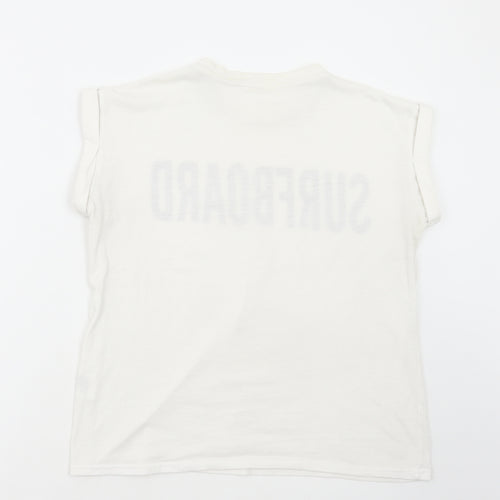 Original Essentials Womens White Polyester Basic T-Shirt Size S Round Neck - Surfboard