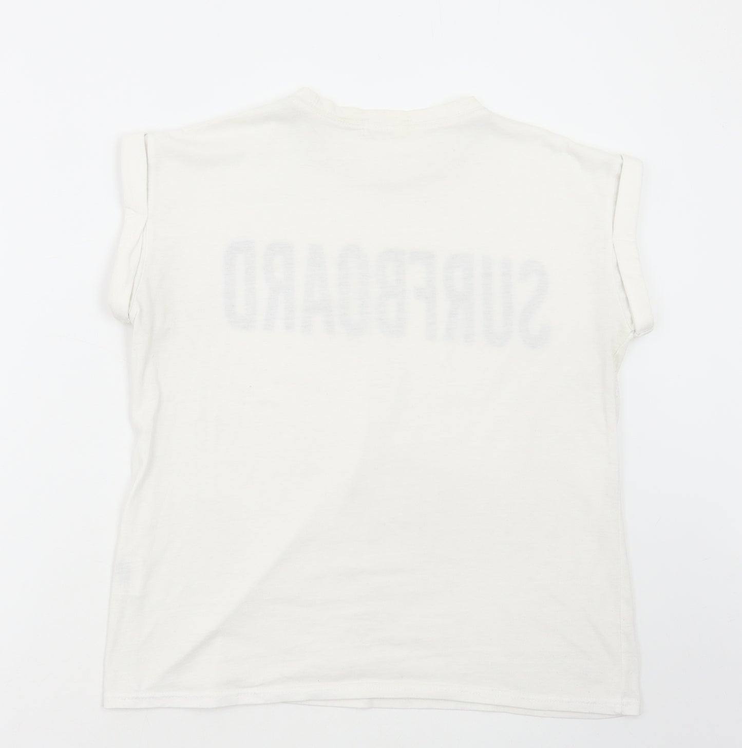 Original Essentials Womens White Polyester Basic T-Shirt Size S Round Neck - Surfboard