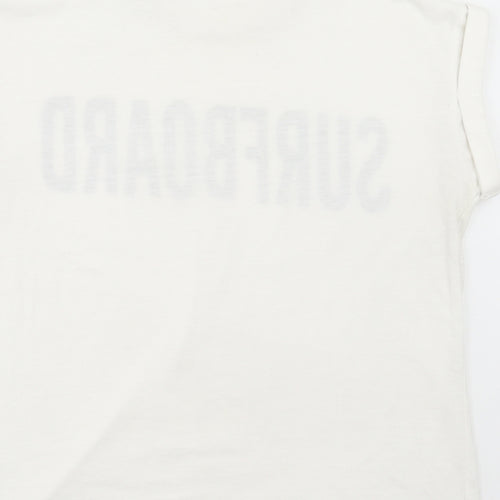 Original Essentials Womens White Polyester Basic T-Shirt Size S Round Neck - Surfboard