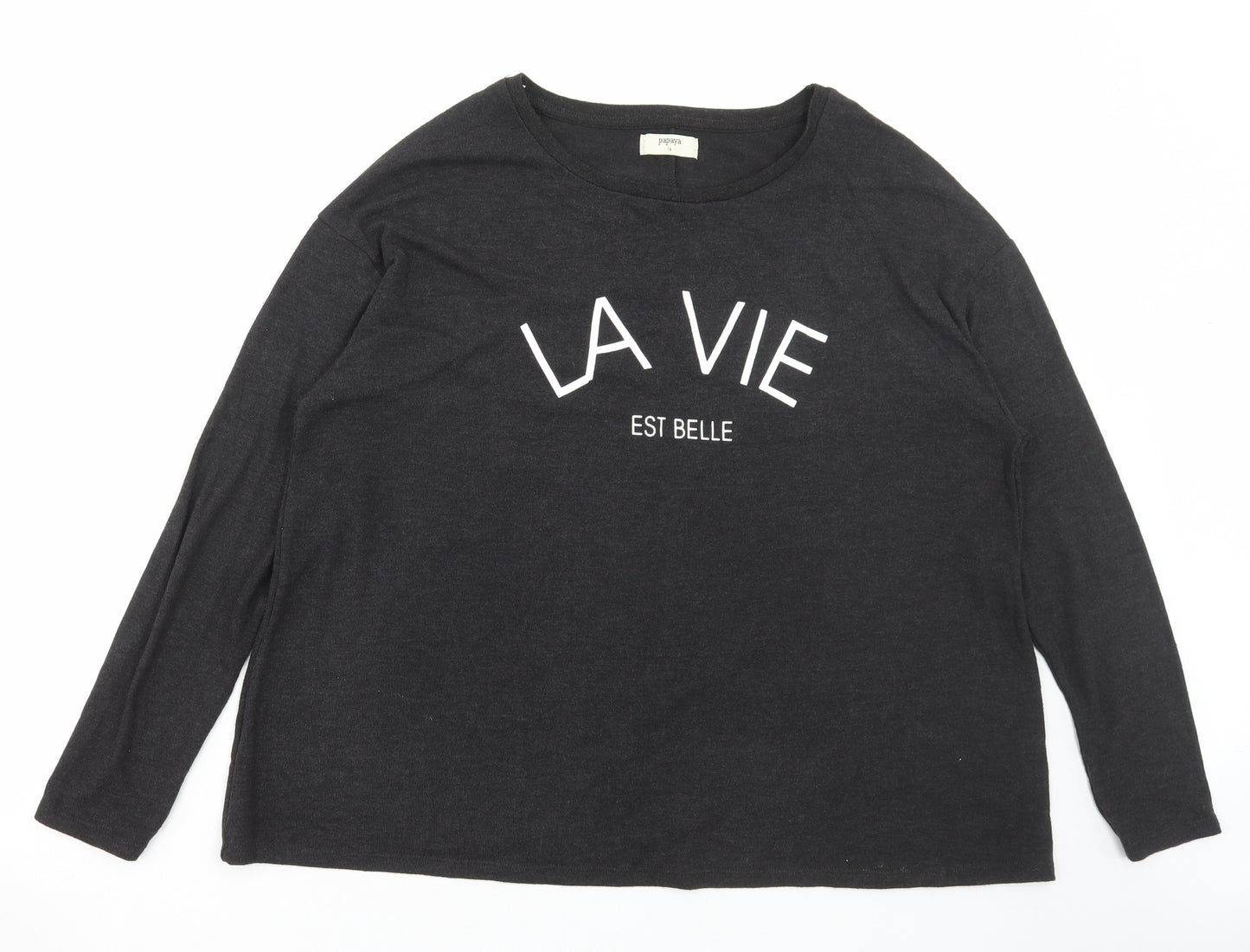 Matalan Womens Grey Polyester Basic T-Shirt Size 14 Round Neck - La Vie