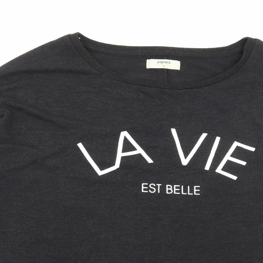 Matalan Womens Grey Polyester Basic T-Shirt Size 14 Round Neck - La Vie