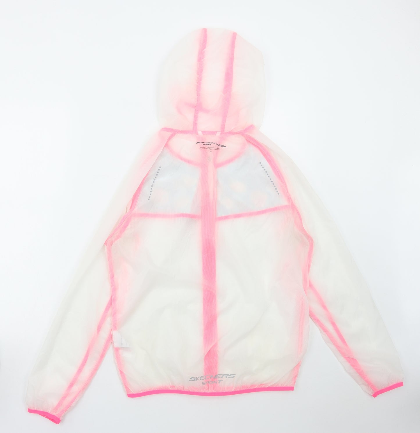 Sketchers Womens White Rain Coat Coat Size 14 Zip