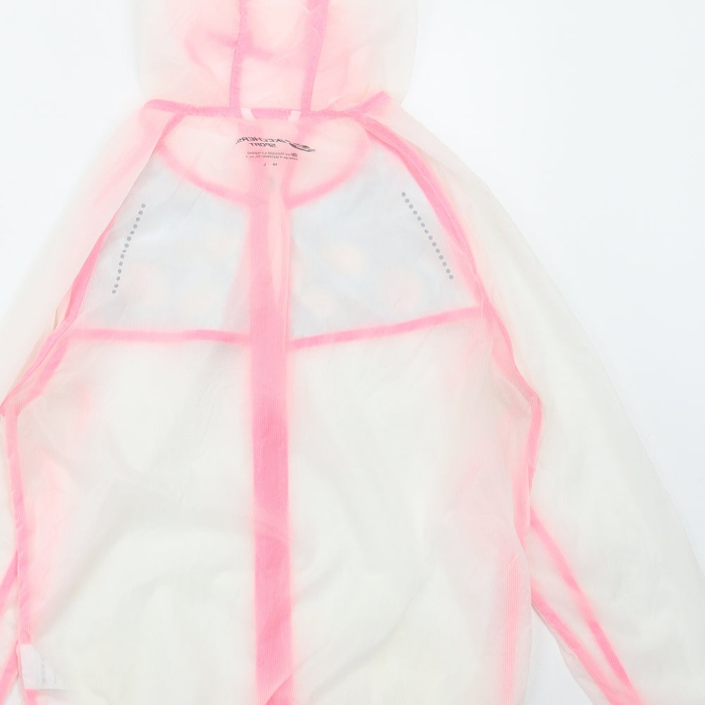 Sketchers Womens White Rain Coat Coat Size 14 Zip