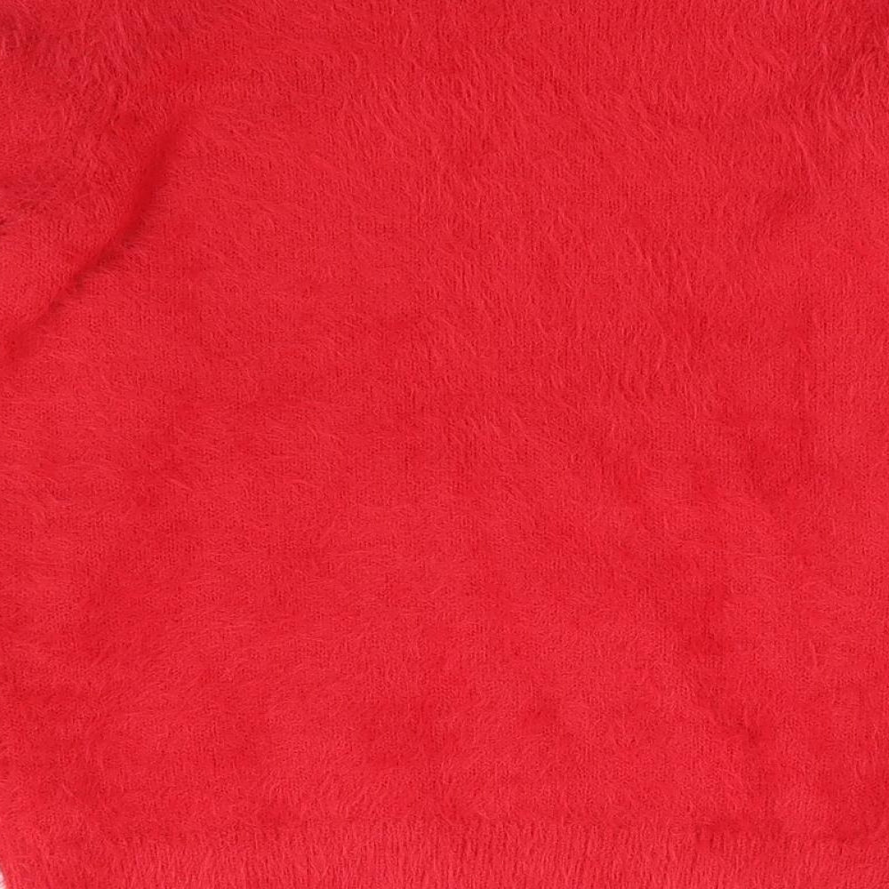 George Girls Red Round Neck Polyamide Pullover Jumper Size 7-8 Years Pullover - Fluffy Christmas Reindeer