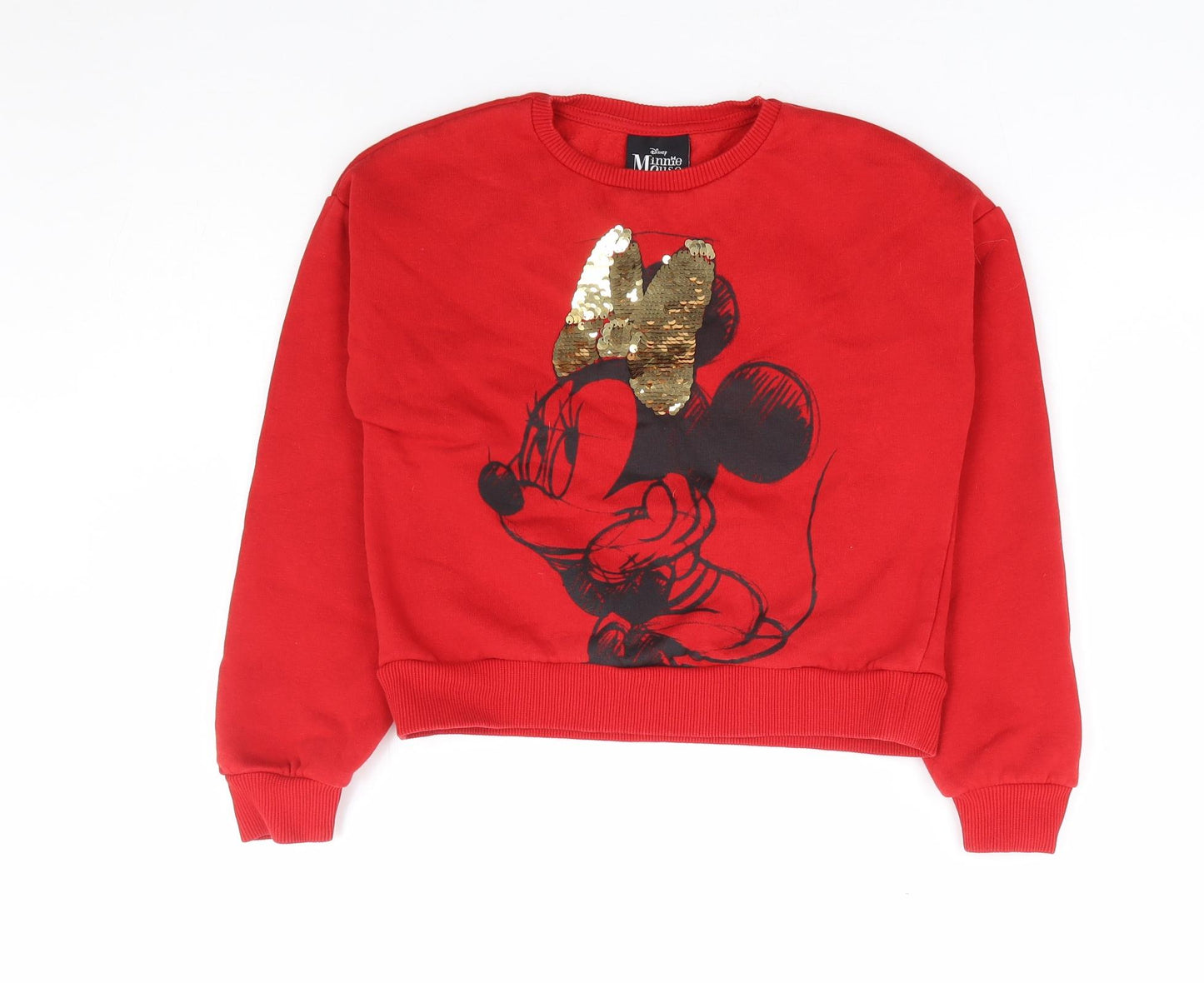 Matalan Girls Red Cotton Pullover Sweatshirt Size 9 Years Pullover - Minnie Mouse