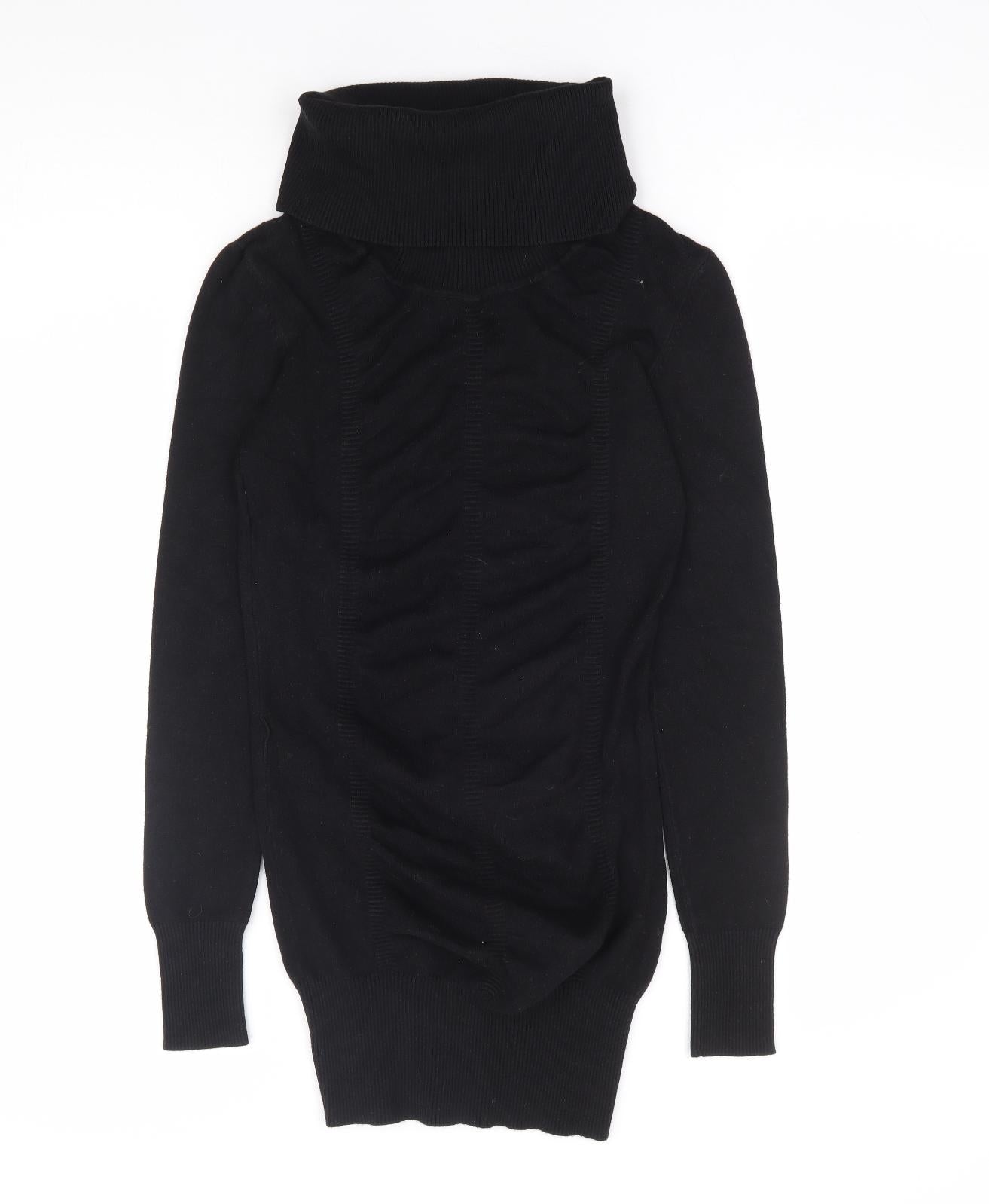 Tammy Girls Black Viscose Jumper Dress Size 16 Years Roll Neck Pullover