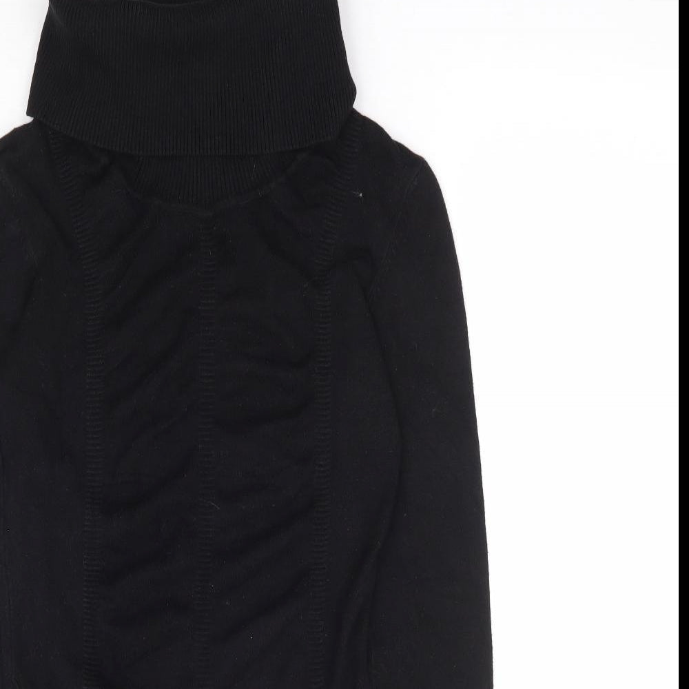 Tammy Girls Black Viscose Jumper Dress Size 16 Years Roll Neck Pullover