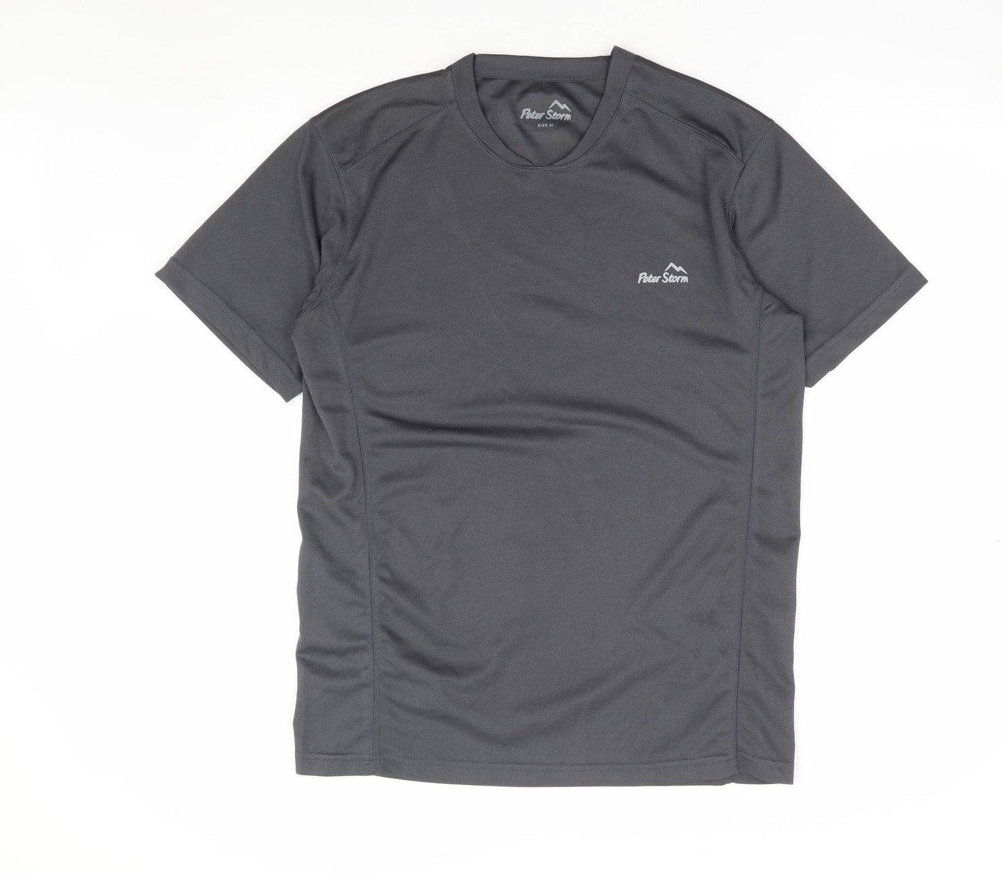 Peter Storm Mens Grey Polyester Basic T-Shirt Size M Round Neck Pullover