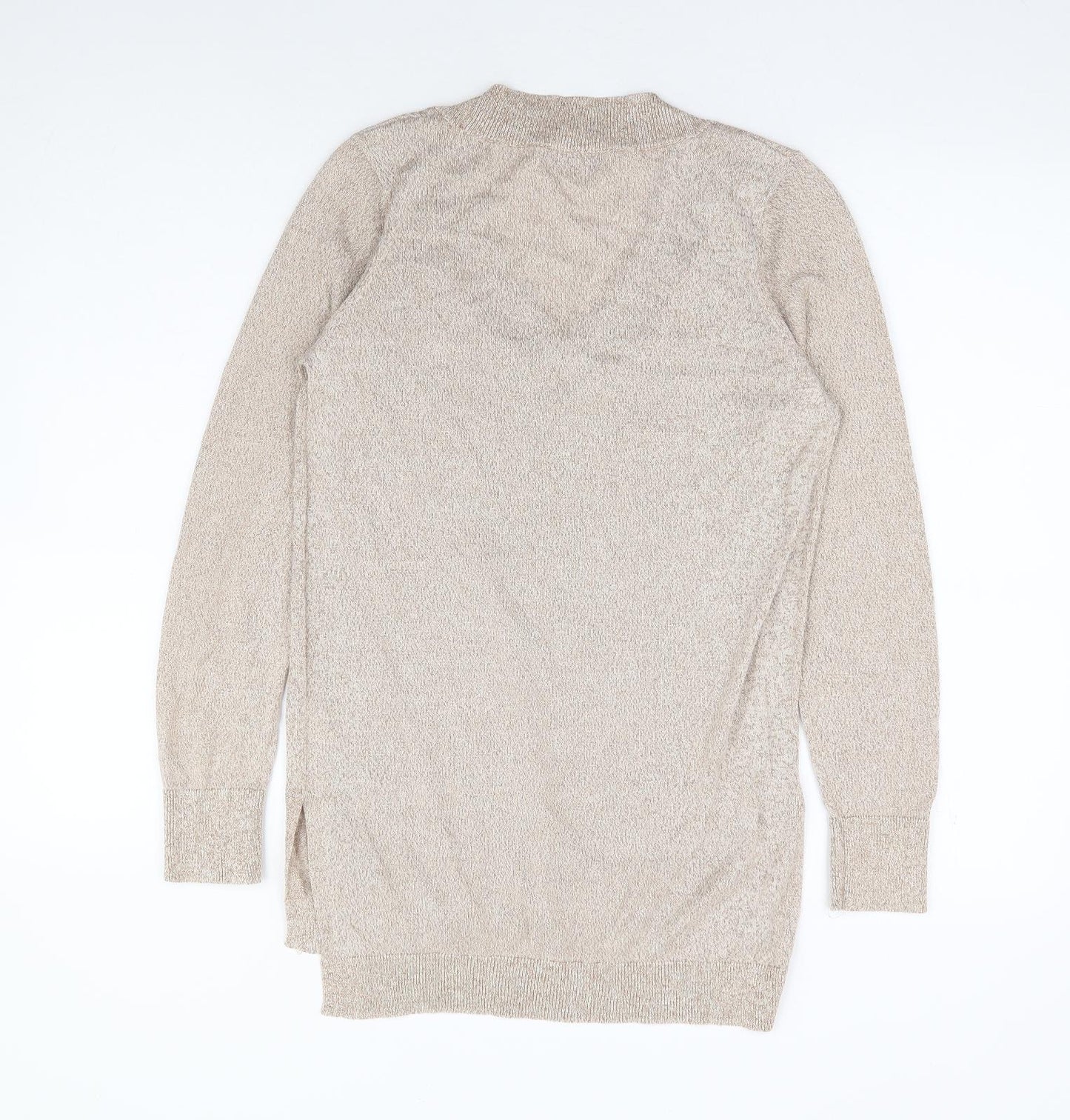 F&F Womens Gold V-Neck Viscose Pullover Jumper Size 10 - Side Slits