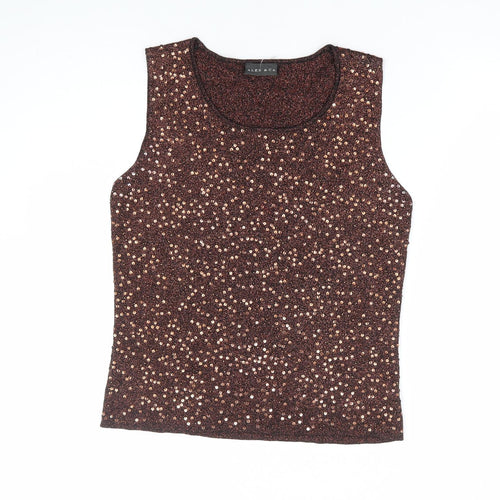 Alex & Co Womens Brown Round Neck Viscose Vest Jumper Size 8 - Bronze