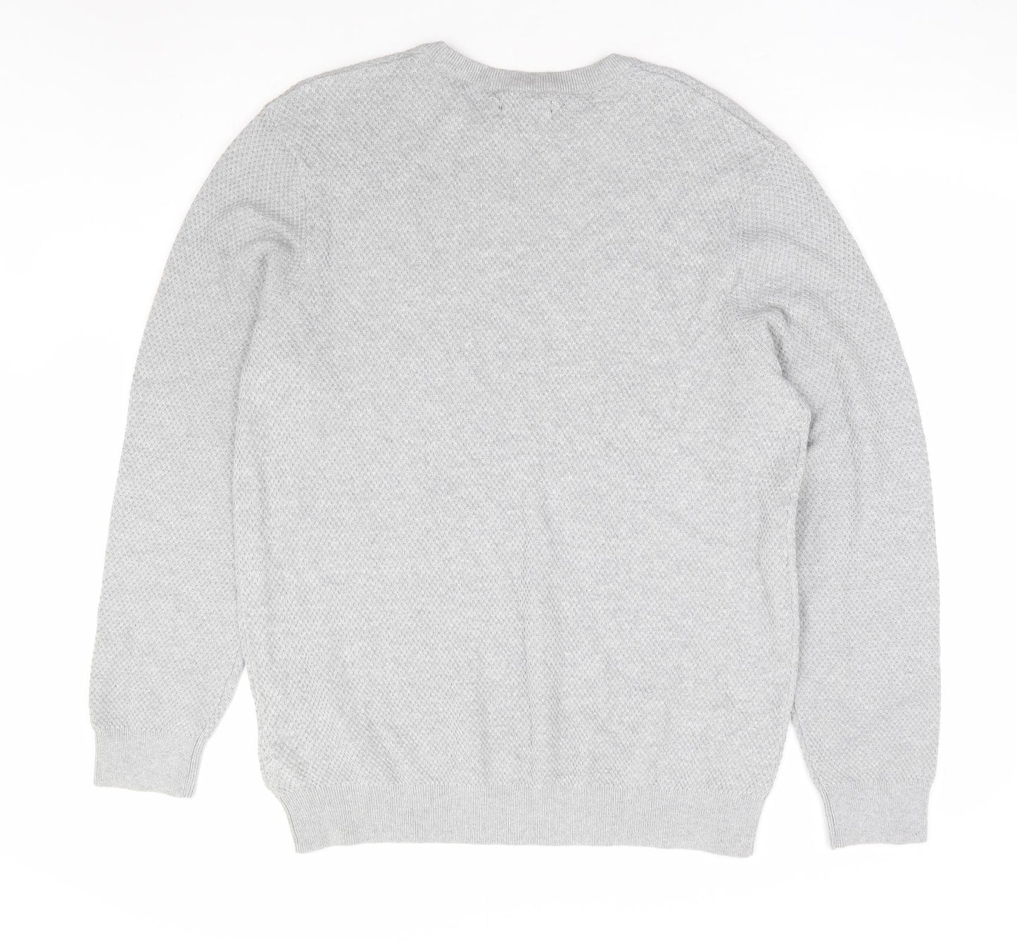F&F Mens Grey Round Neck Cotton Pullover Jumper Size XL
