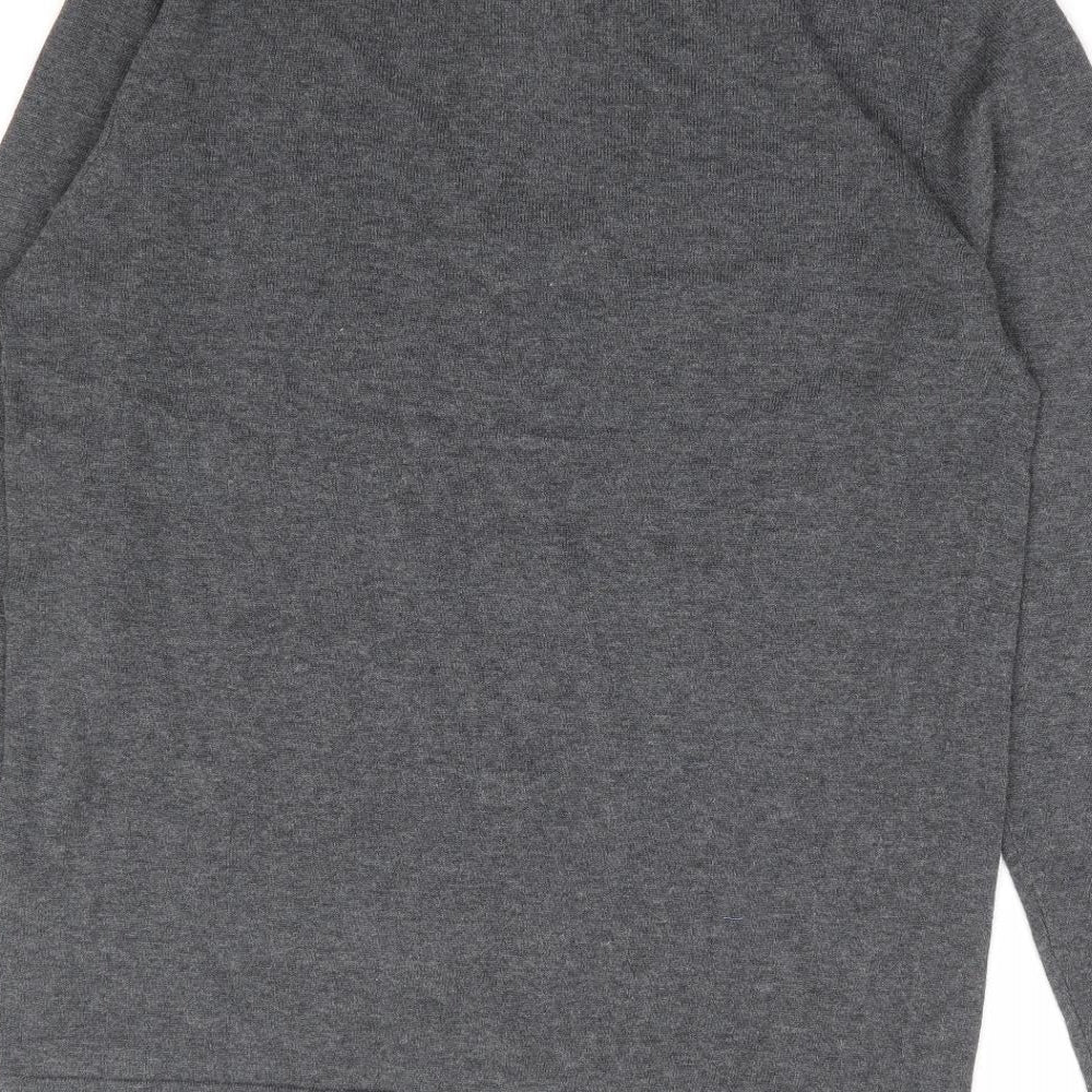 George Mens Grey Collared Cotton Pullover Jumper Size S