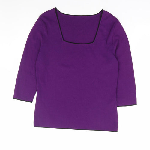 Just Elegance Womens Purple Square Neck Viscose Pullover Jumper Size M