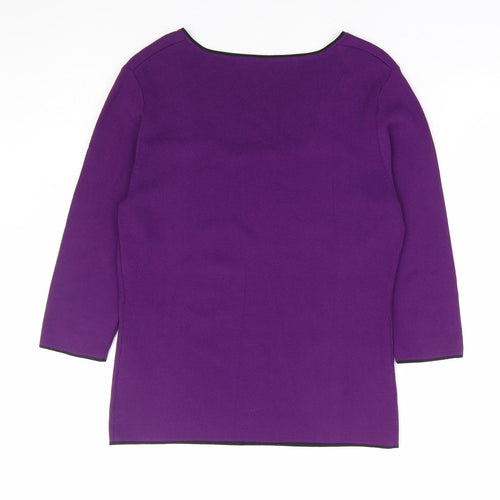 Just Elegance Womens Purple Square Neck Viscose Pullover Jumper Size M