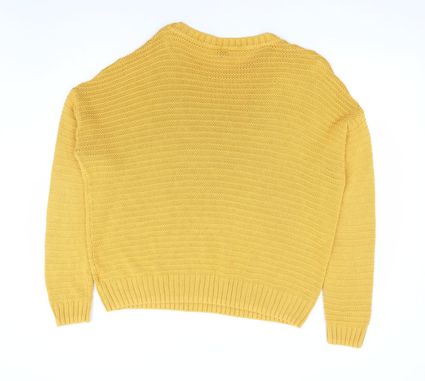 Divided by H&M Womens Yellow Round Neck Acrylic Pullover Jumper Size L
