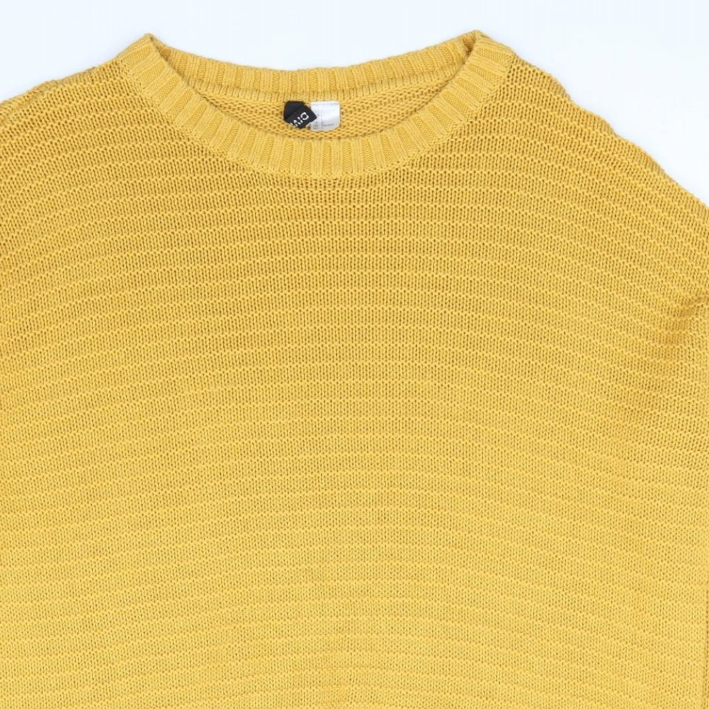 Divided by H&M Womens Yellow Round Neck Acrylic Pullover Jumper Size L