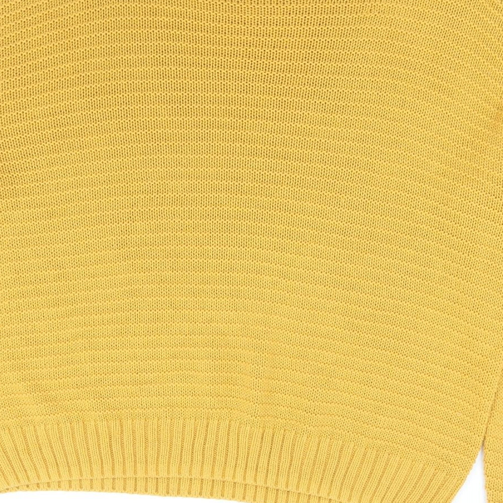 Divided by H&M Womens Yellow Round Neck Acrylic Pullover Jumper Size L