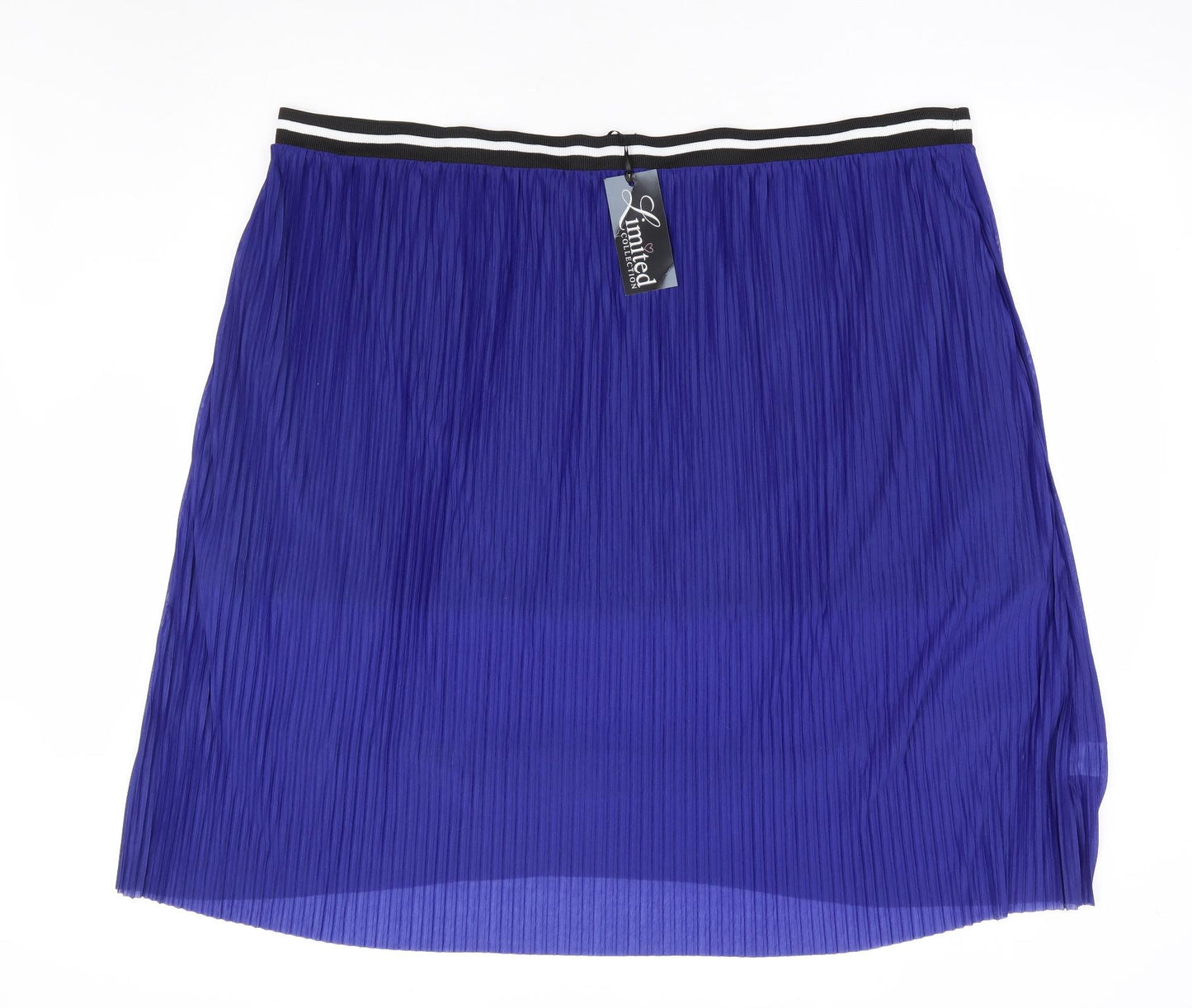 Yours Womens Blue Polyester Pleated Skirt Size 30 - Shorter Underskirt