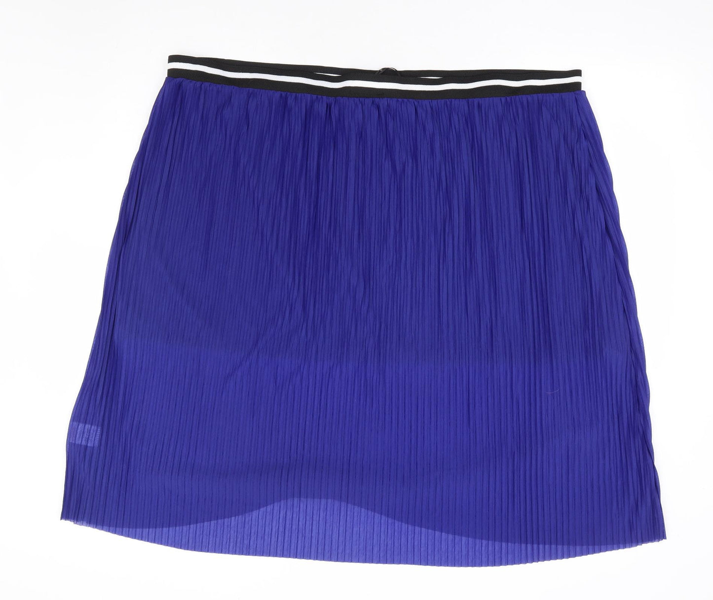 Yours Womens Blue Polyester Pleated Skirt Size 30 - Shorter Underskirt