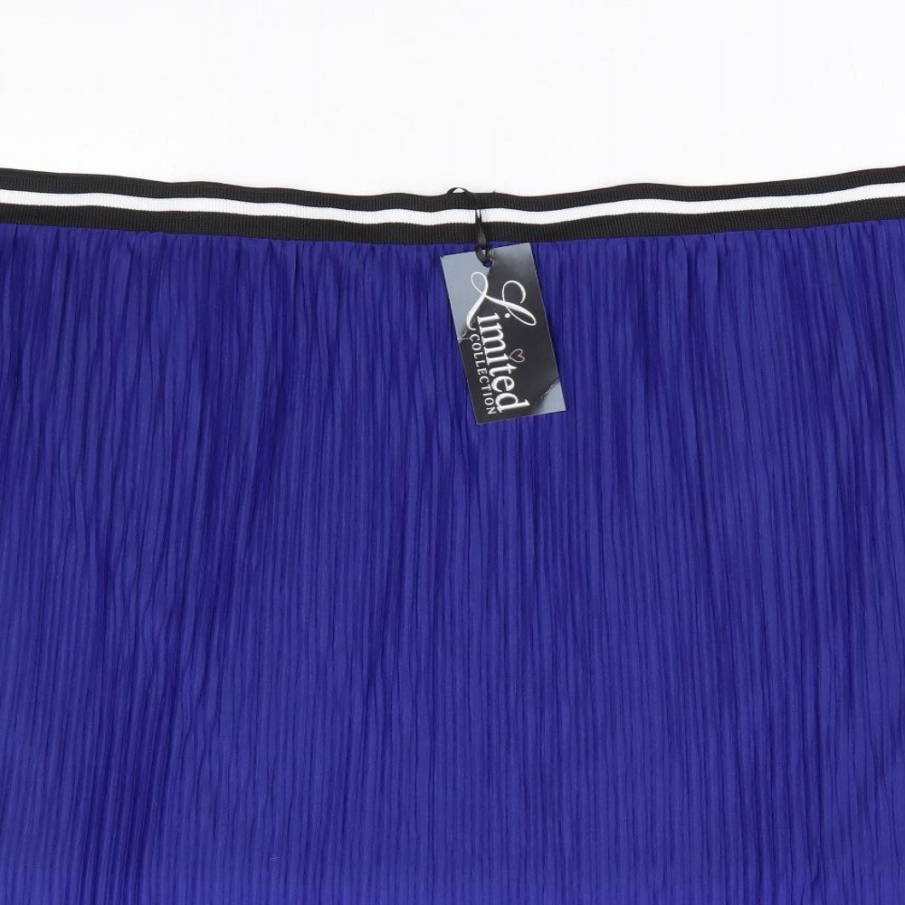 Yours Womens Blue Polyester Pleated Skirt Size 30 - Shorter Underskirt