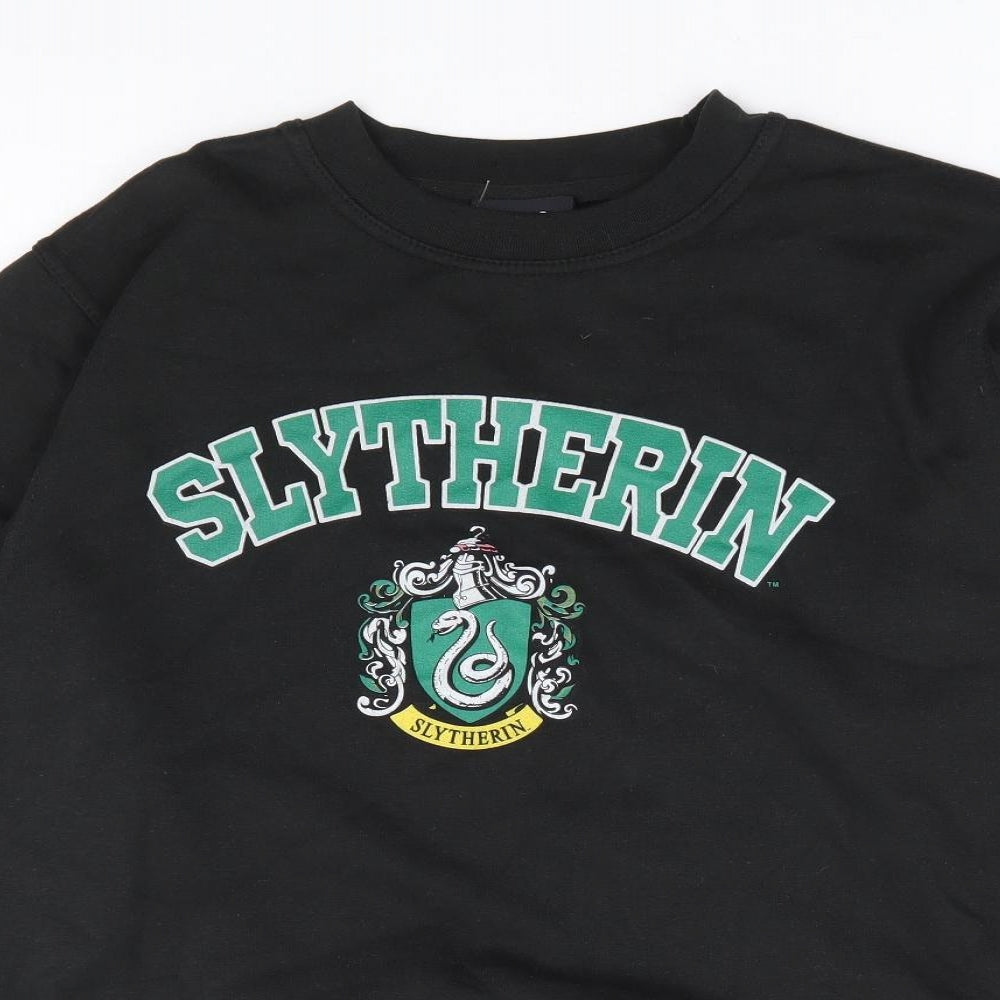 In the Style Womens Black 100% Cotton Pullover Sweatshirt Size 10 Pullover - Slytherin