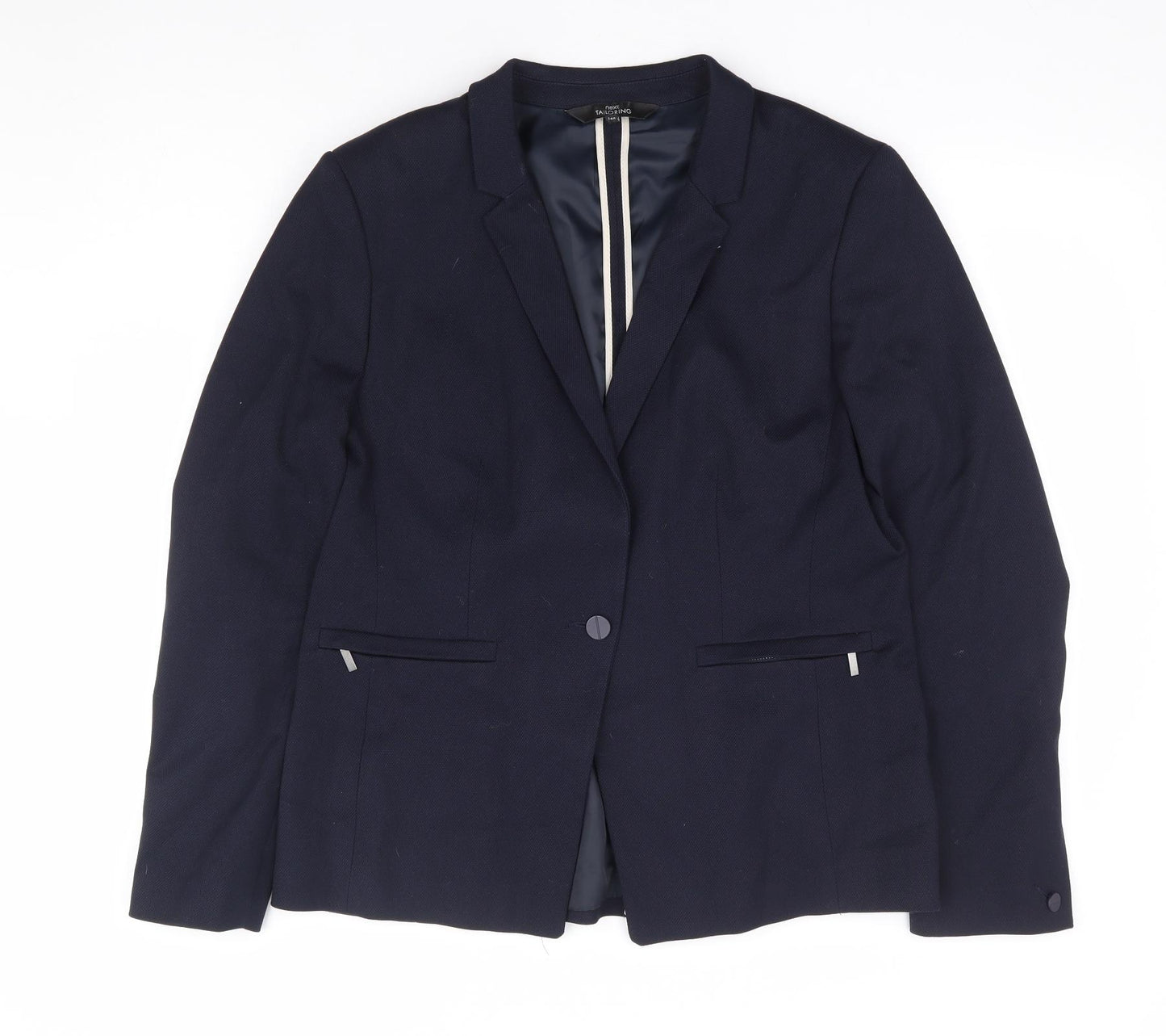 NEXT Womens Blue Polyester Jacket Suit Jacket Size 16