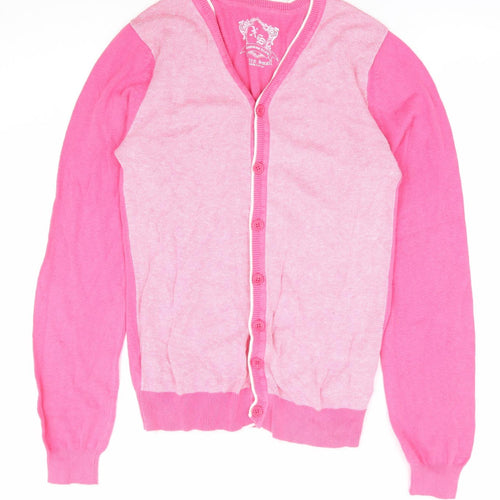 Primark Womens Pink V-Neck 100% Cotton Cardigan Jumper Size XS