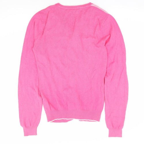 Primark Womens Pink V-Neck 100% Cotton Cardigan Jumper Size XS